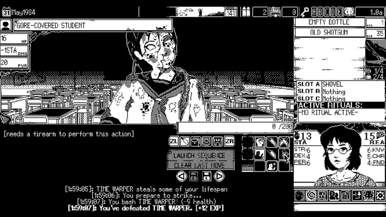 WORLD OF HORROR Gameplay Screenshot
