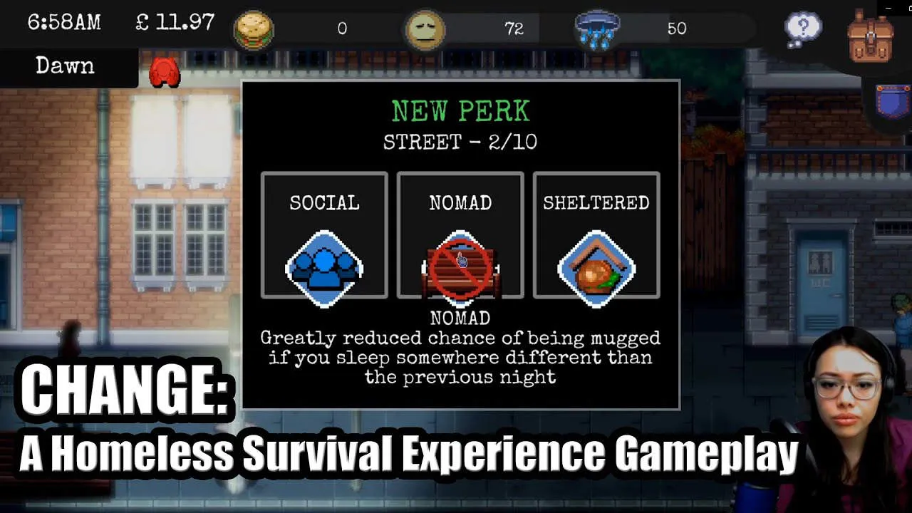 CHANGE: A Homeless Survival Experience Gameplay Screenshot