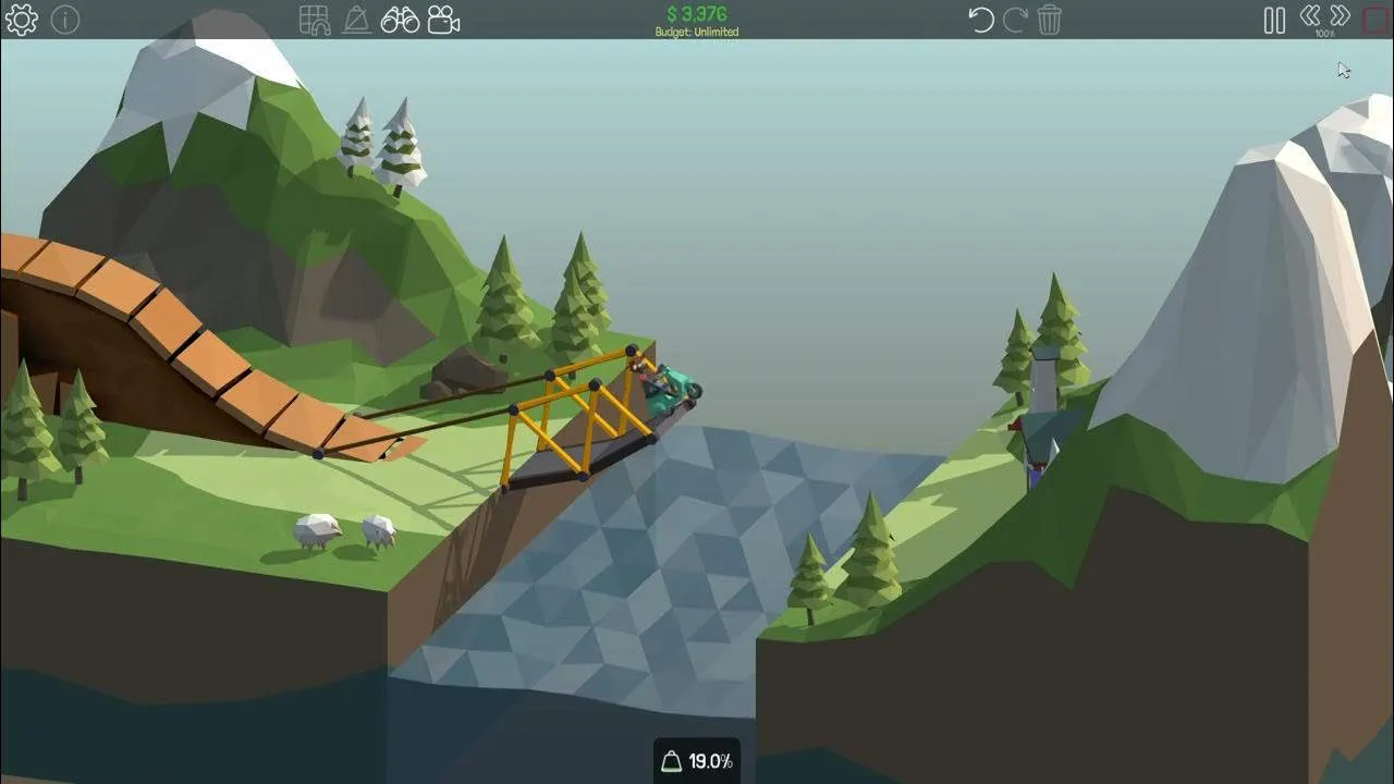Poly Bridge Gameplay Screenshot